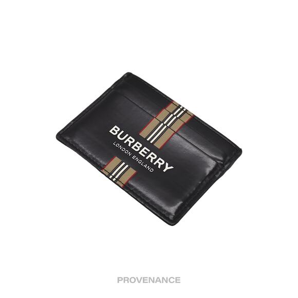 🔴 Burberry Card Holder Wallet - Logo Striped Check Black - Picture 3 of 7